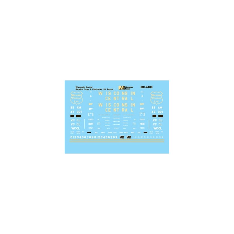 MICROSCALE DECAL MC-4409 - WISCONSIN CENTRAL 50' BOXCARS - HO SCALE