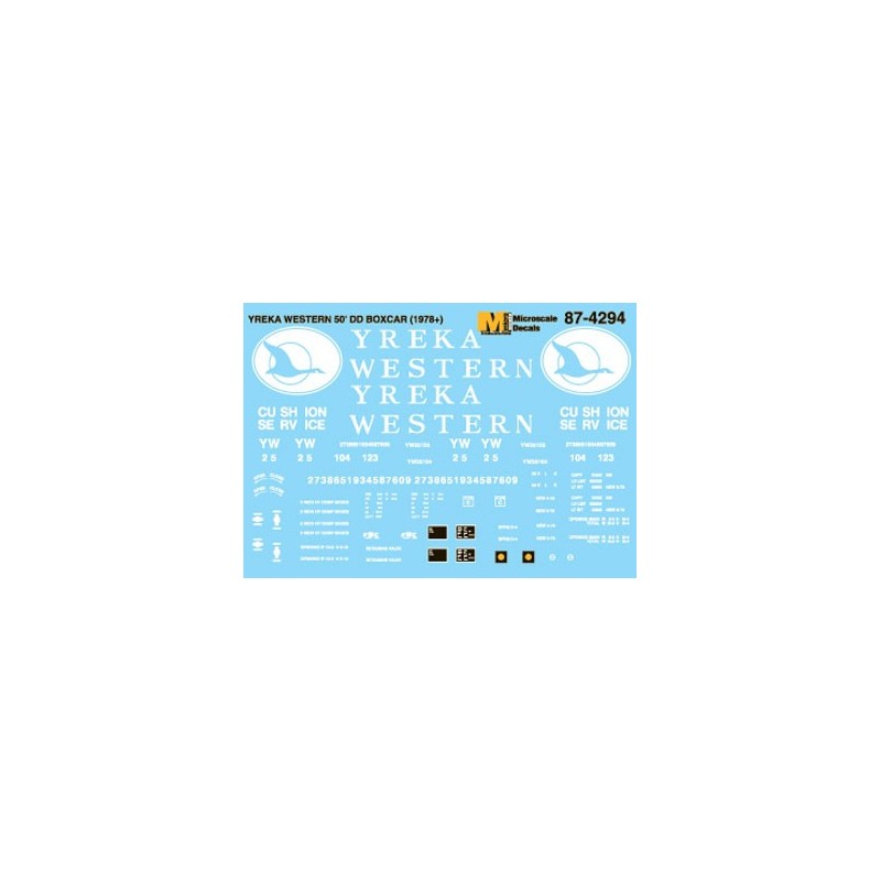 MICROSCALE DECAL MC-4294 - YREKA WESTERN 50' BOXCAR - HO SCALE