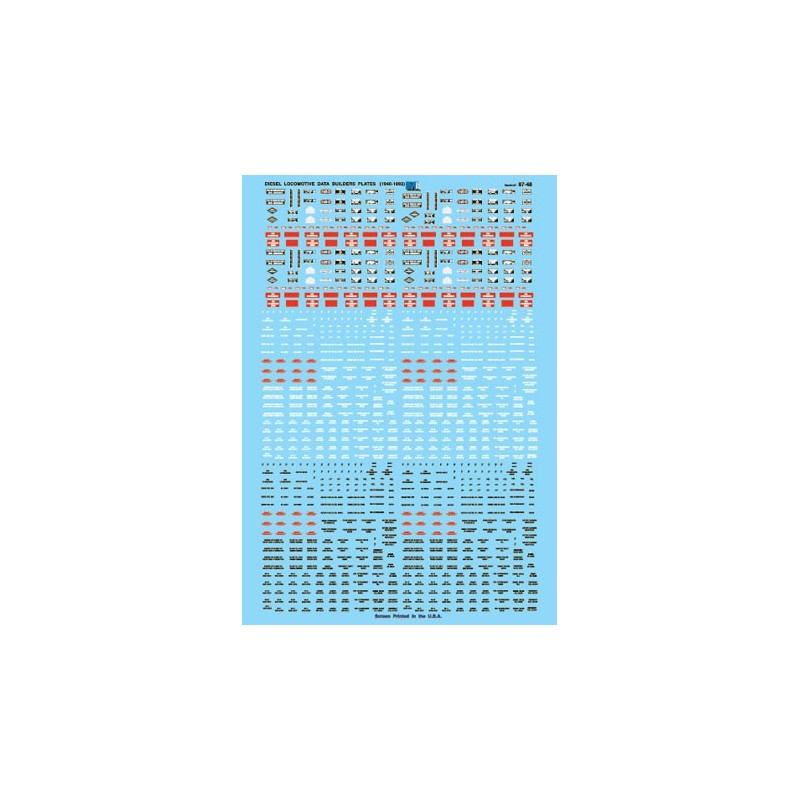 MICROSCALE DECAL 87-48 - DIESEL DATA - HO SCALE
