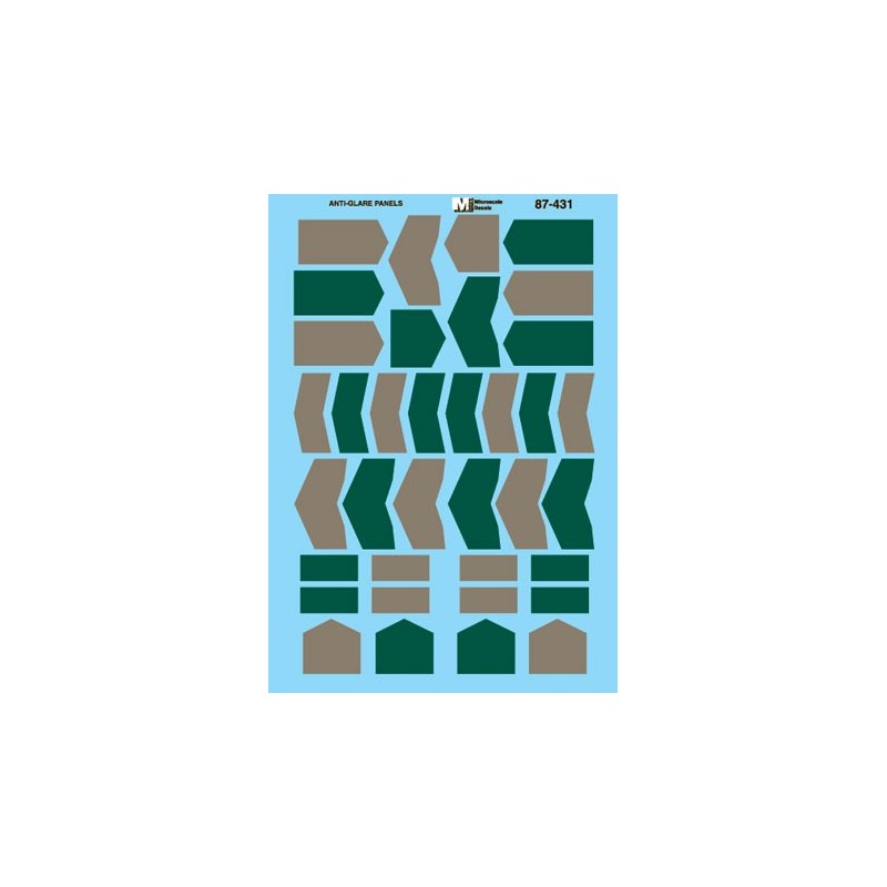 MICROSCALE DECAL 87-431 - LOCOMOTIVE ANTI-GLARE PANELS - GRAY & GREEN - HO SCALE
