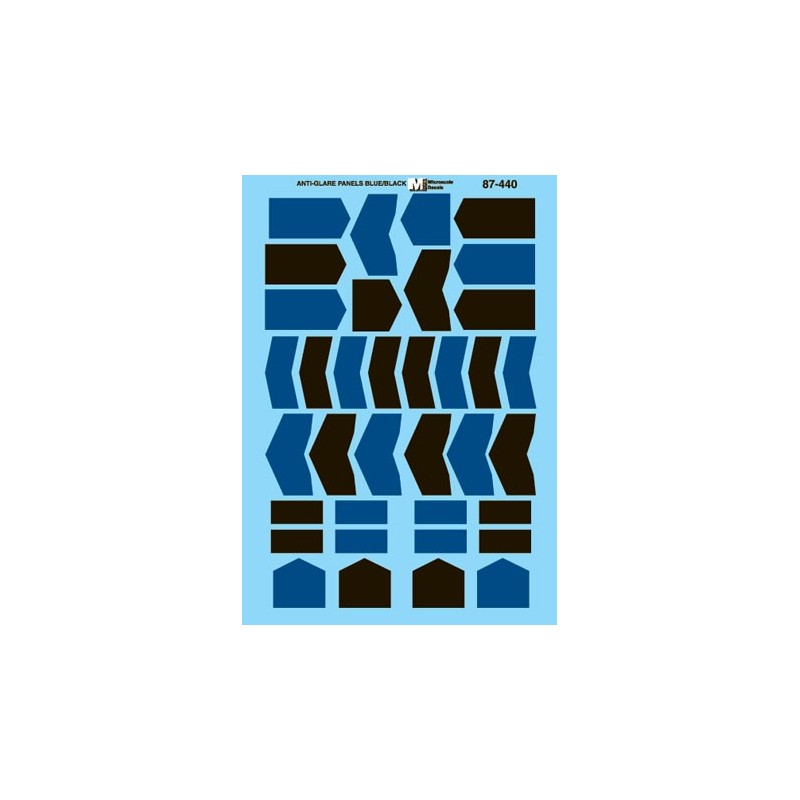 MICROSCALE DECAL 87-440 - LOCOMOTIVE ANTI-GLARE PANELS - BLACK & BLUE - HO SCALE