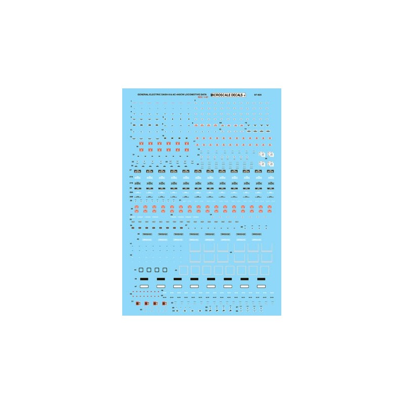 MICROSCALE DECAL 87-925 - MODERN GE DATA FOR DASH 9-44CW & AC4400CW  - HO SCALE