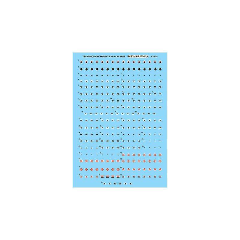 MICROSCALE DECAL 87-975 - TRANSITION ERA FREIGHT CAR PLACARDS - HO SCALE
