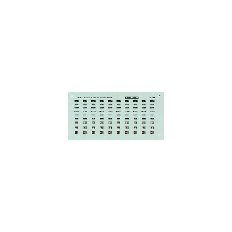 MICROSCALE DECAL MC-4056 - DIESEL BUILDERS PLATES - EMD AND GE - HO SCALE