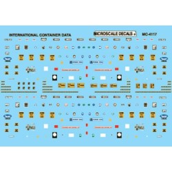 MICROSCALE DECAL MC-4117 - INTERNATIONAL CONTAINER DATA - 20', 40' & 45' CONTAINERS - HO SCALE