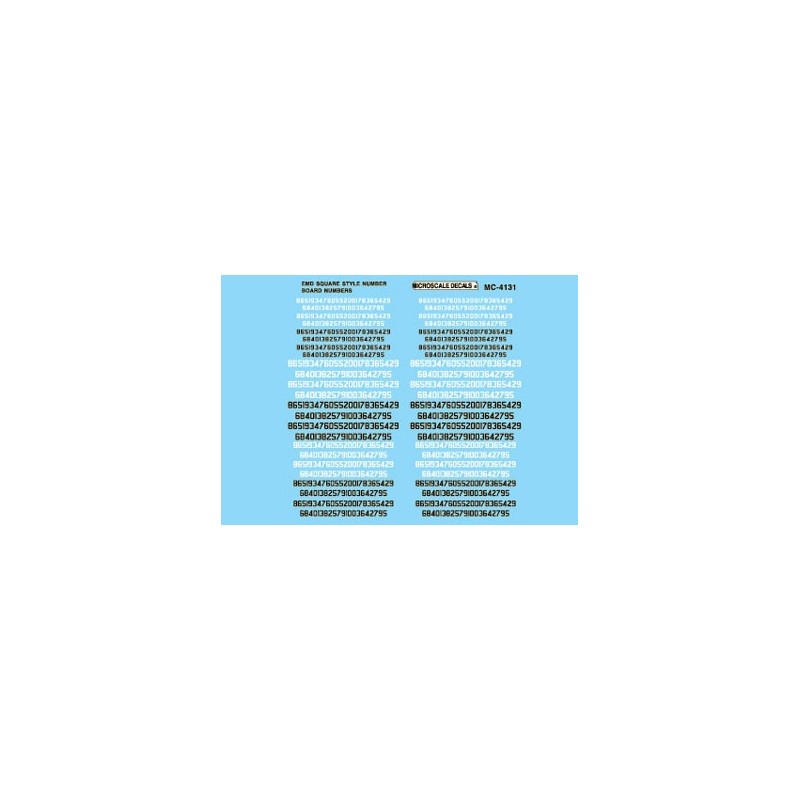 MICROSCALE DECAL MC-4131 - EMD SQUARE STYLE NUMBER BOARD NUMBERS - HO SCALE