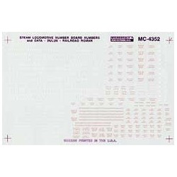 MICROSCALE DECAL MC-4352 - STEAM LOCOMOTIVE DATA AND NUMBER BOARDS - RAILROAD ROMAN - DULUX GOLD - HO SCALE