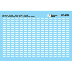 MICROSCALE DECAL MC-4390 - REFLECTOR STRIPES - 4" X 18" - WHITE - HO SCALE