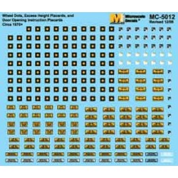 MICROSCALE DECAL MC-5012 - WHEEL DOTS & EXCESS HEIGHT PLACARDS - HO SCALE
