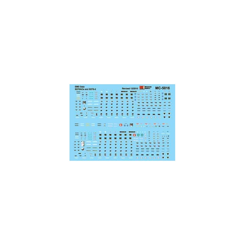 MICROSCALE DECAL MC-5016 - DIESEL DATA - SD70ACE & SD70-2 - HO SCALE