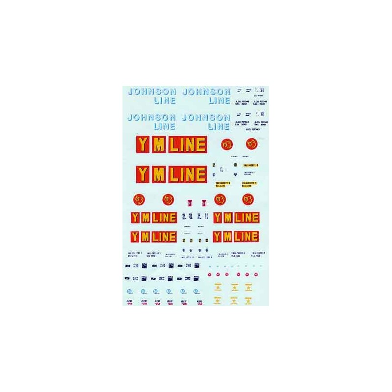 MICROSCALE DECAL 87-312 - ASSORTED 40' CONTAINERS - JOHNSTON LINE, YANG MING LINE - HO SCALE