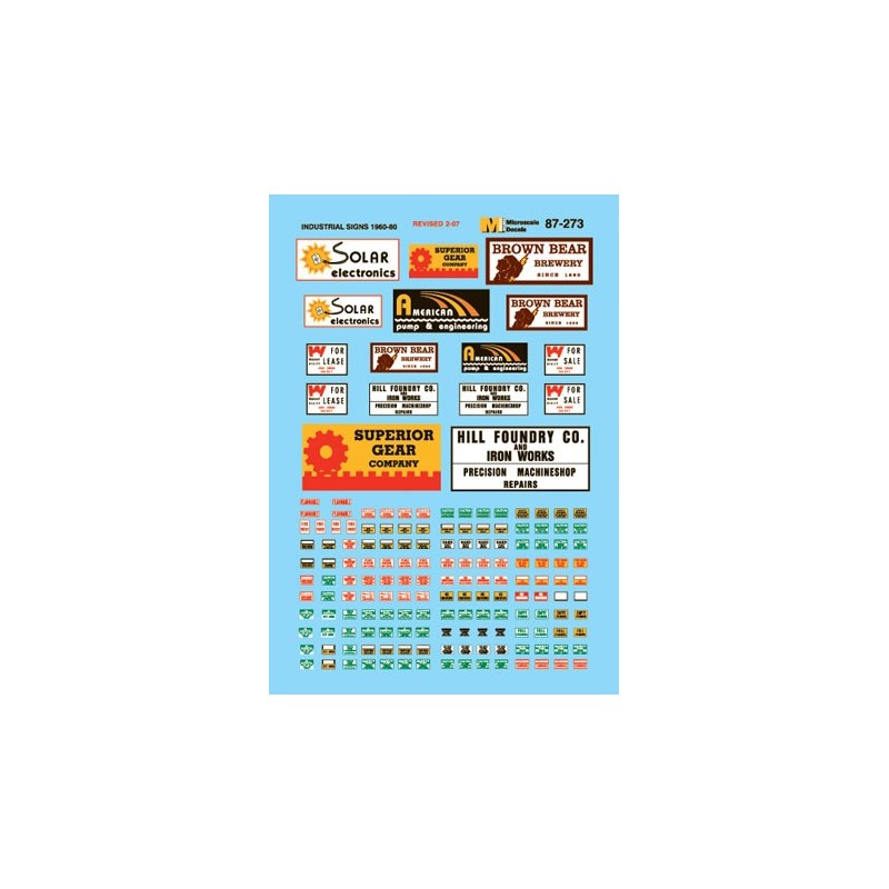 MICROSCALE DECAL 87-273 - INDUSTRIAL SIGNS - HO SCALE