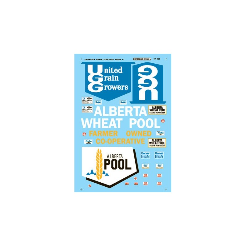 MICROSCALE DECAL 87-866 - CANADIAN GRAIN ELEVATOR SIGNS - HO SCALE