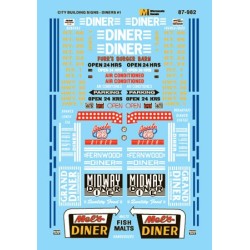 MICROSCALE DECAL 87-982 - ROADSIDE DINER SIGNS - HO SCALE