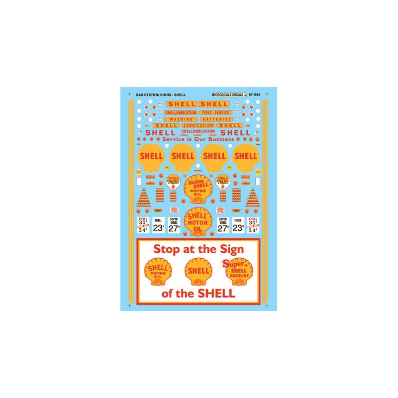 MICROSCALE DECAL 87-993 - SHELL GAS STATION SIGNS - HO SCALE