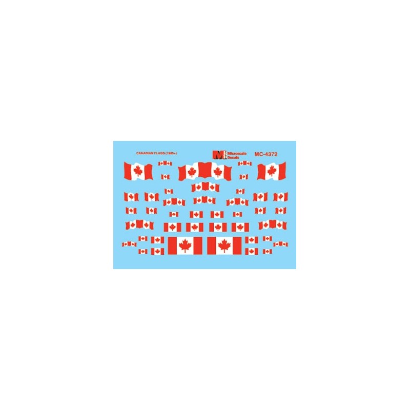 MICROSCALE DECAL MC-4372 - CANADIAN FLAGS - POST 1965 - HO SCALE