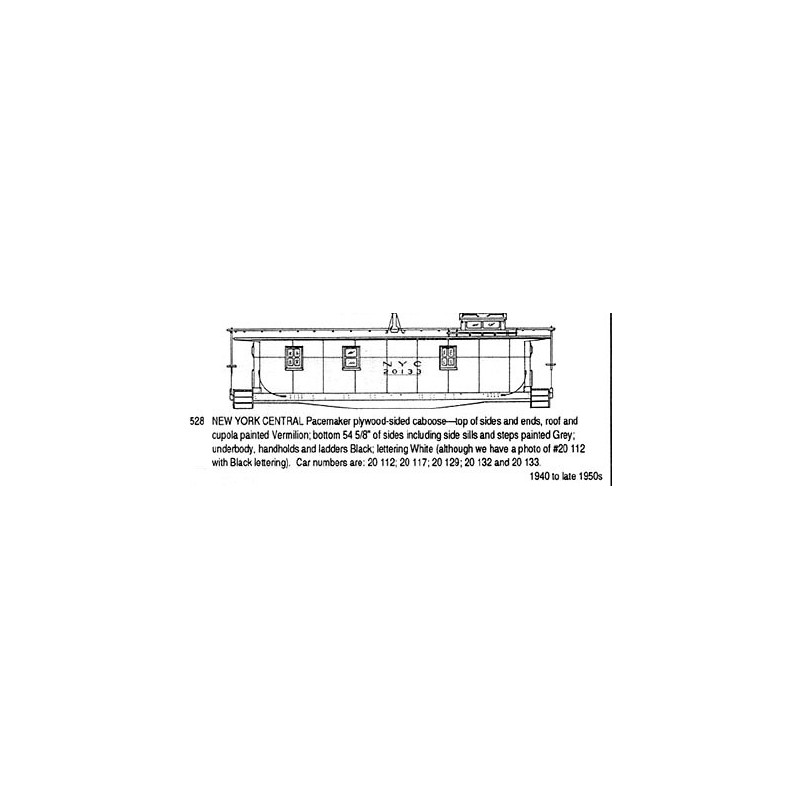 CDS DRY TRANSFER HO-528 NEW YORK CENTRAL PACEMAKER CABOOSE - HO SCALE