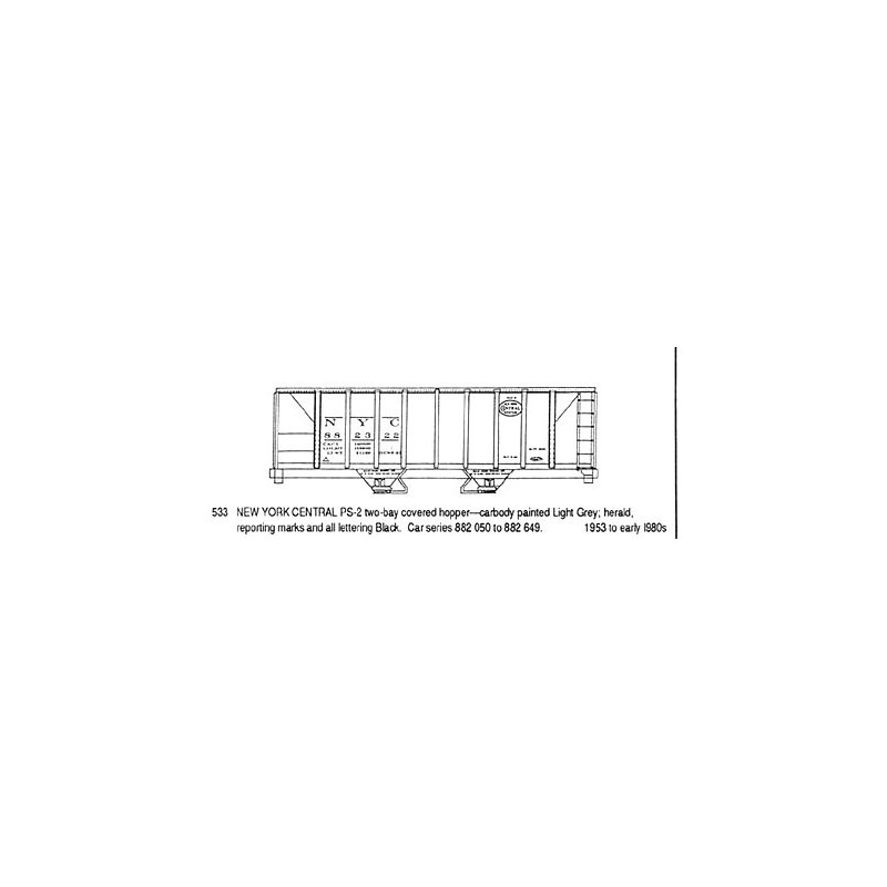 CDS DRY TRANSFER HO-533 NEW YORK CENTRAL 2 BAY COVERED HOPPER - HO SCALE