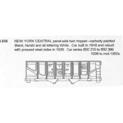 CDS DRY TRANSFER HO-535  NEW YORK CENTRAL 2 BAY HOPPER - HO SCALE