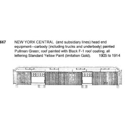 CDS DRY TRANSFER HO-667  NEW YORK CENTRAL HEAD END PASSENGER TRAIN CARS - HO SCALE