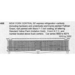 CDS DRY TRANSFER HO-668  NEW YORK CENTRAL HEAD END PASSENGER TRAIN CARS - HO SCALE