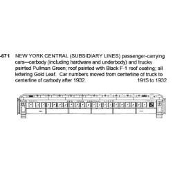 CDS DRY TRANSFER HO-671  NEW YORK CENTRAL LINES PASSENGER CARS - HO SCALE