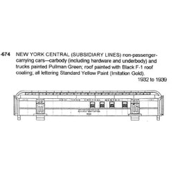 CDS DRY TRANSFER HO-674  NEW YORK CENTRAL SYSTEM PASSENGER CARS - HO SCALE