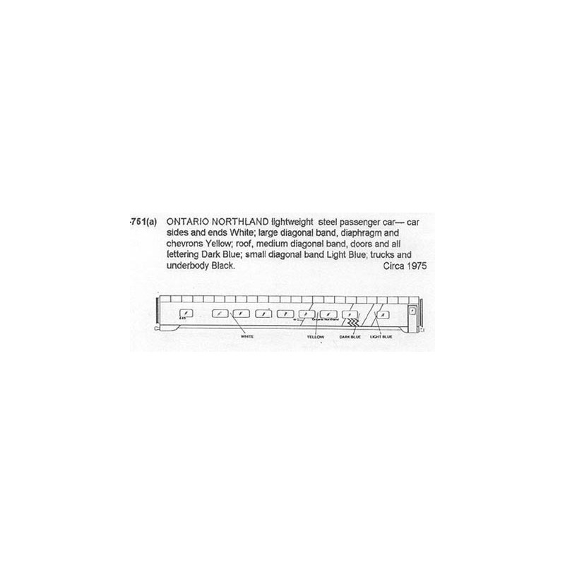 CDS DRY TRANSFER HO-751 ONTARIO NORTHLAND PASSENGER CAR - HO SCALE