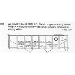 CDS DRY TRANSFER HO-289  WESTMORELAND COAL 2 BAY HOPPER - HO SCALE